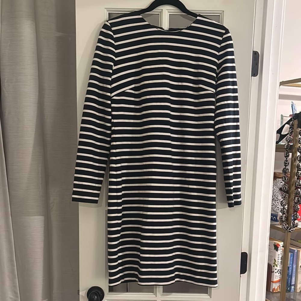 MICHAEL Michael Kors Navy and White Long Sleeve Sheath Dress